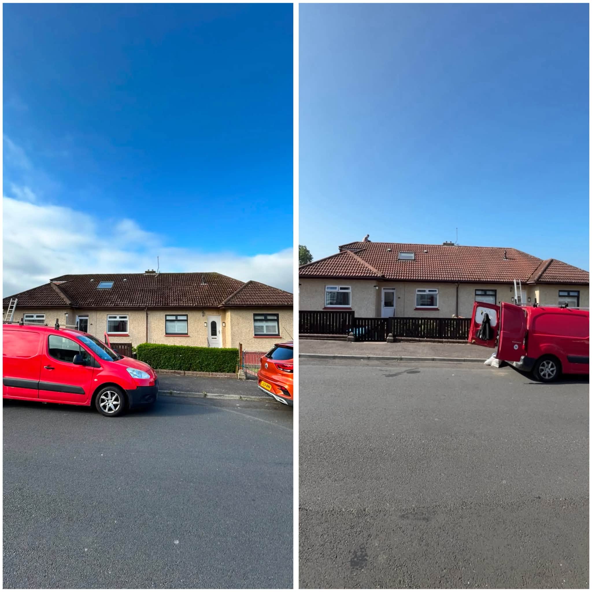 Roof cleaning and moss removal before and after by Dirty Deeds in Ayrshire